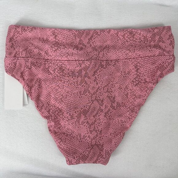 Splendid Bikini Bottom ONLY S High Waist Charmer Pink Snake Print Swim Beach NEW - Picture 7 of 8